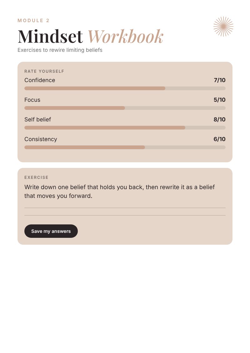 Example Mindset Workbook design