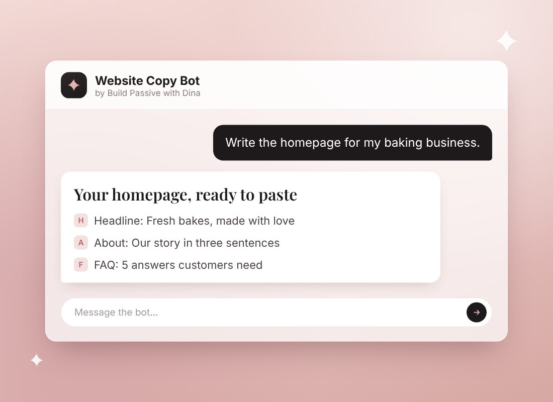 Preview of the Website Copy Bot chatting with a user